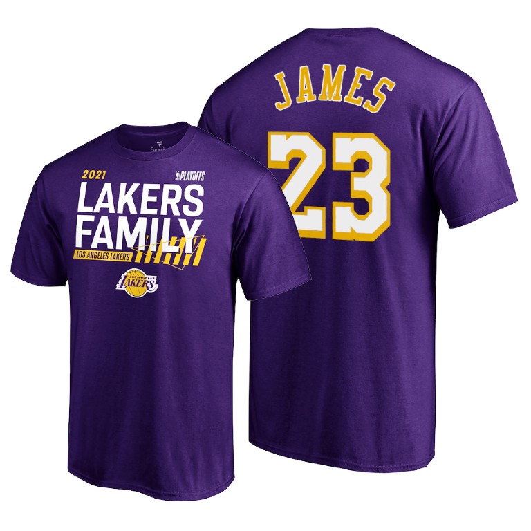 Men's Los Angeles Lakers LeBron James #23 NBA Mantra 2021 Playoffs Purple Basketball T-Shirt CEY4583ZT